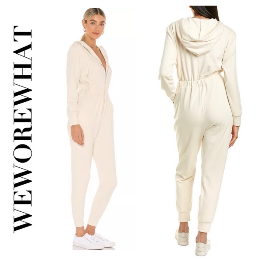 NEW WeWoreWhat WO Leisure Hooded Jumpsuit S ivory